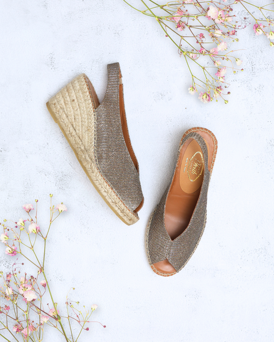 Espadrille Wedges in  Bronze Shimmer