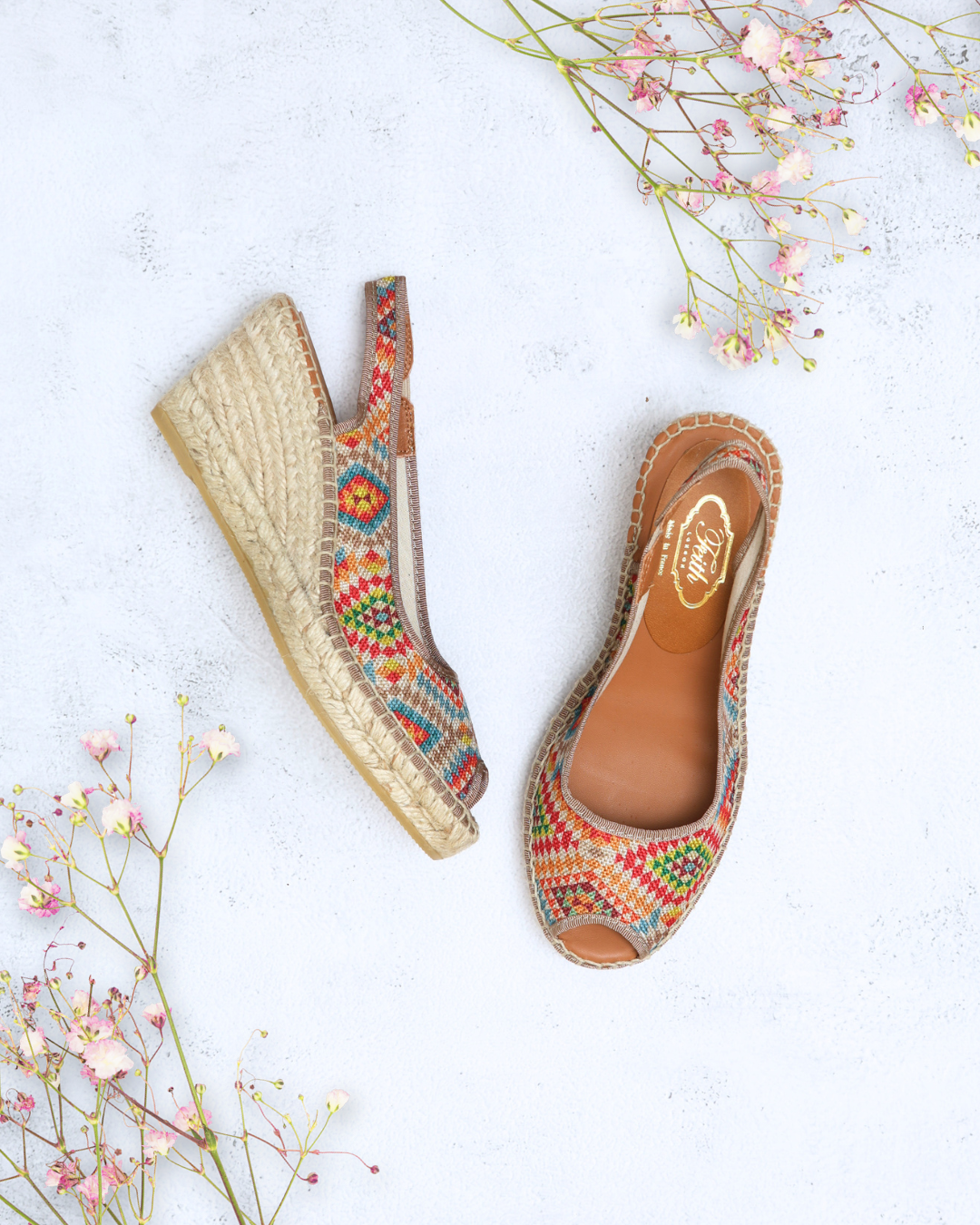 Espadrille Wedges in Multi Print