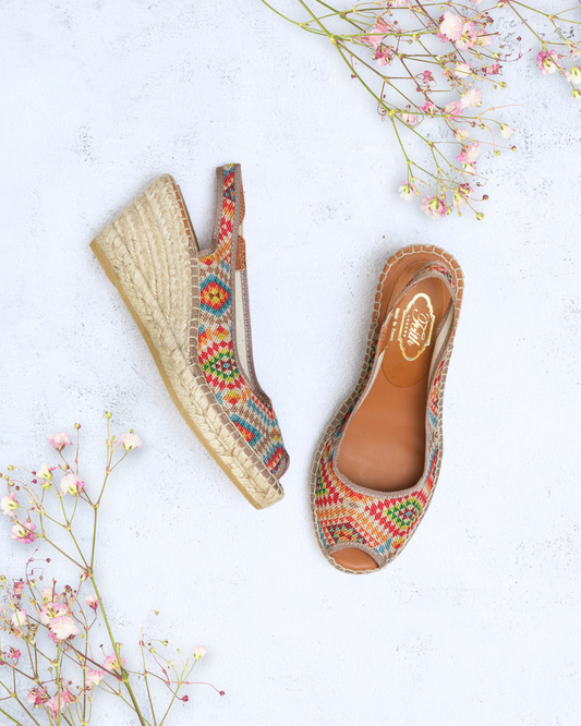 Espadrille Wedges in Multi Print