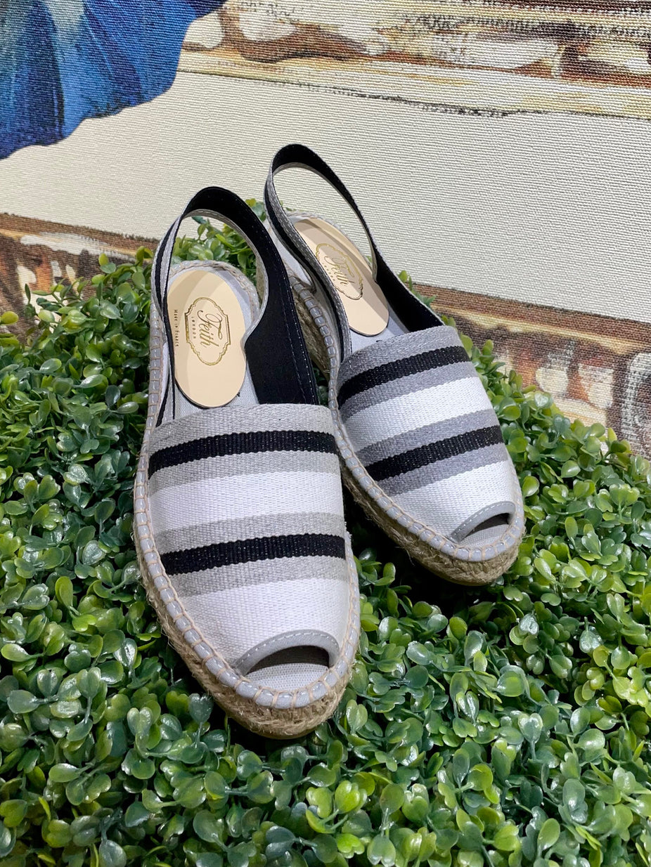 Espadrille Fabric Grey Stripes