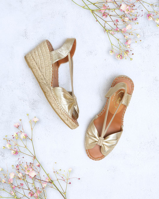 Espadrille Elastique in Gold Leather