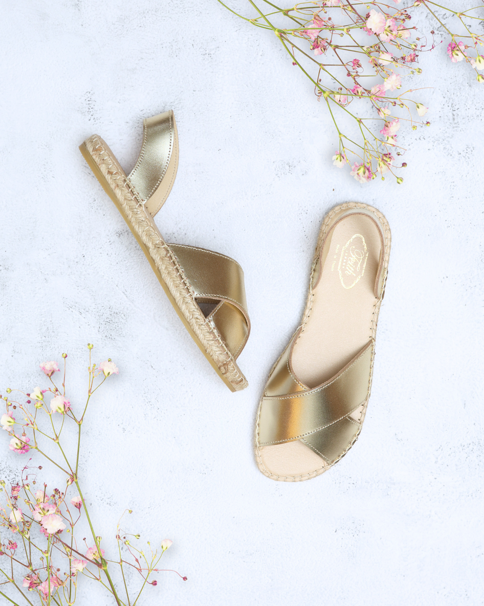 FLAT ESPADRILLE IN SILVER CALFSKIN 2 CM WITH STUDS