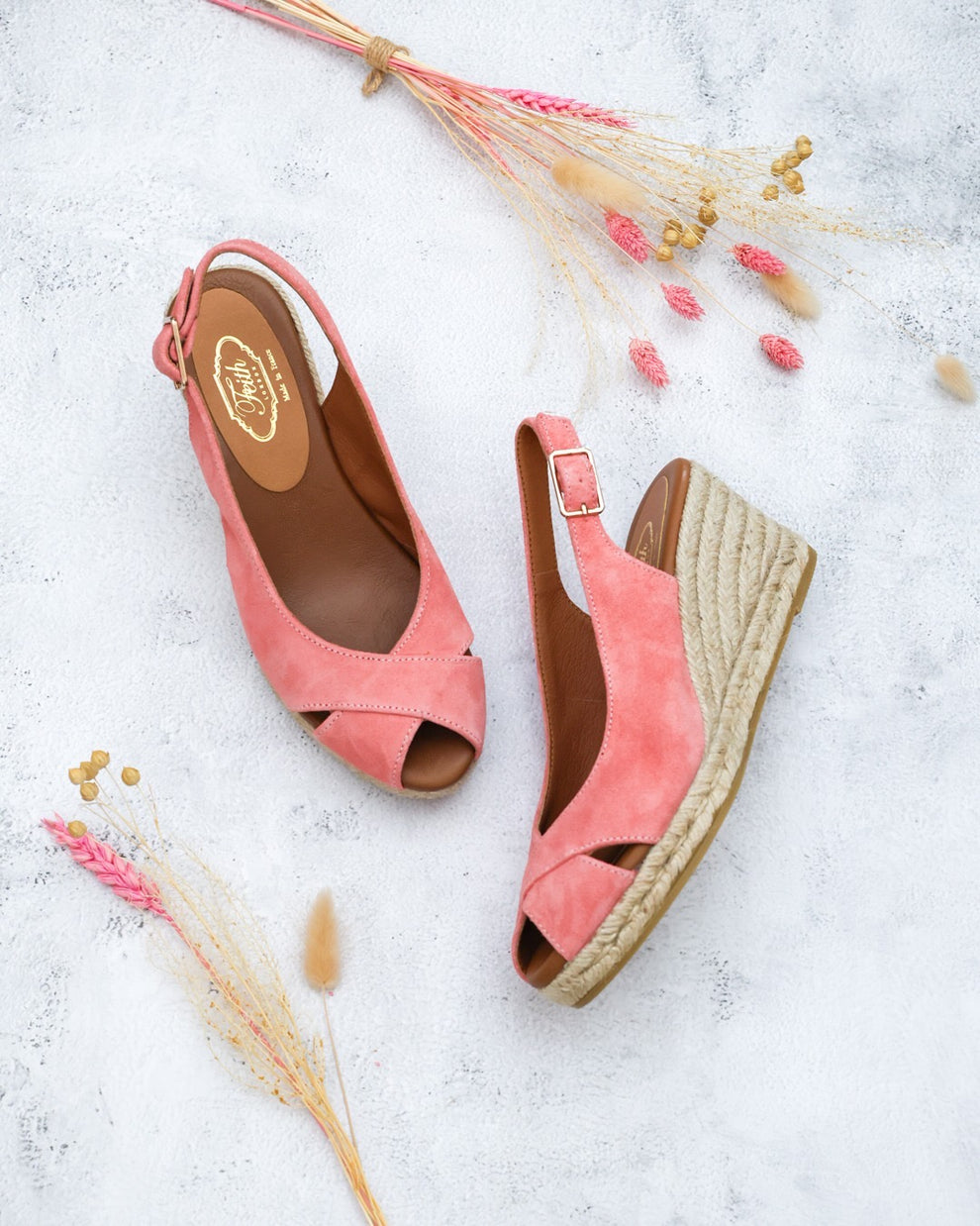 Espadrilles en tissu et suédine - Rose